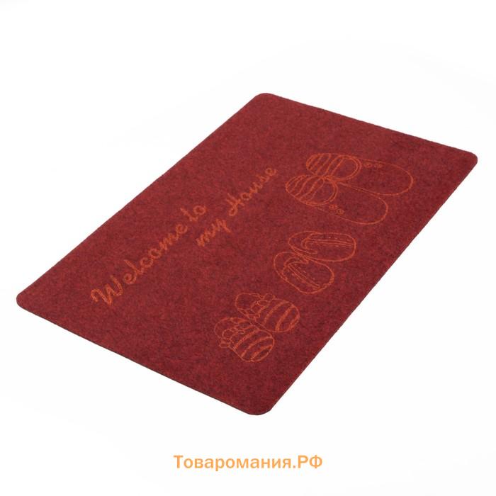 Коврик придверный  «Тапочки», влаговпитывающий, грязезащитный, 35×58 см, МИКС