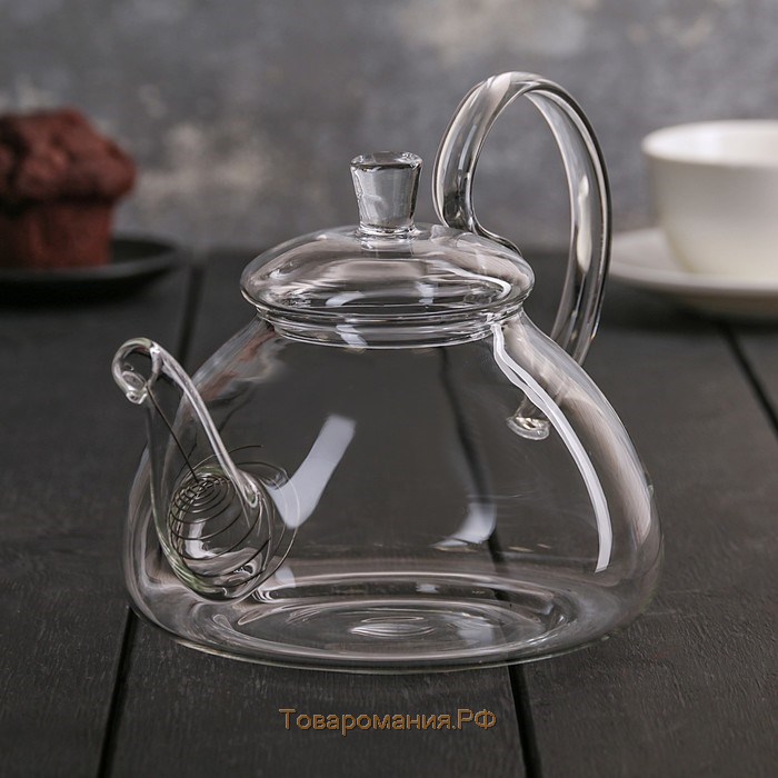 Чайник стеклянный заварочный с металлическим ситом «Элегия», 600 мл