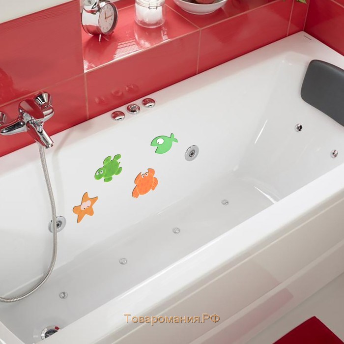 Набор мини-ковриков для ванны на присосках«Звёзда», 12×13 см, 4 шт, цвет МИКС
