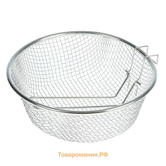 Фритюрница , d=22 см, со съёмной ручкой, серебристая