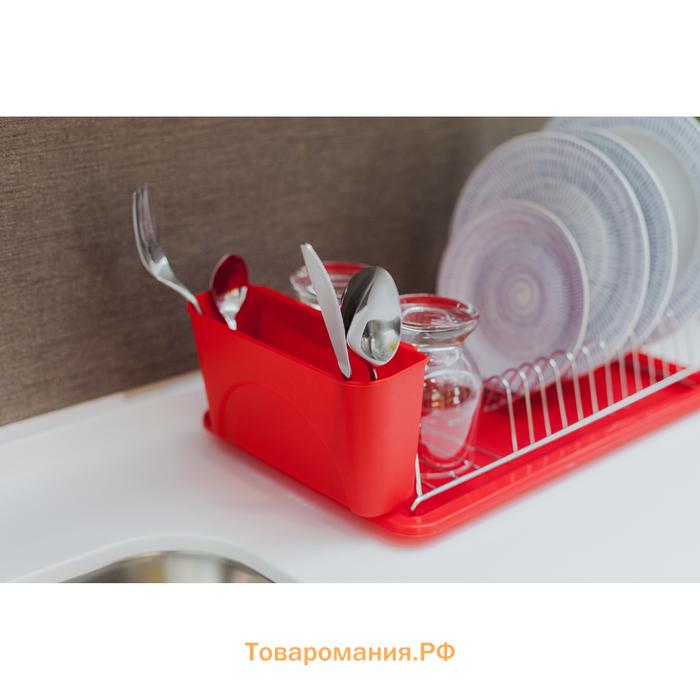 Сушилка для посуды с поддоном , 38.5×21.5×12.5 см, МИКС