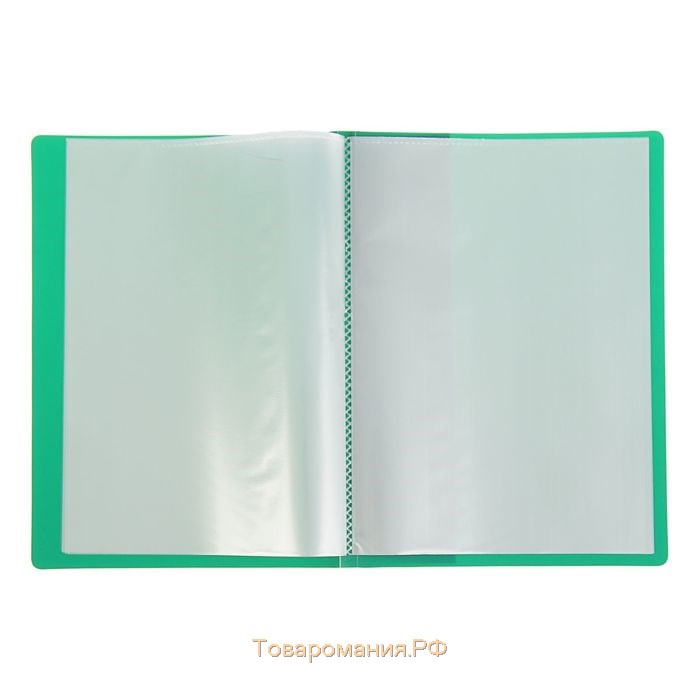Папка с 20 вкладышами А5, 500 мкм, Calligrata, 9 мм, карман на корешке, зелёная