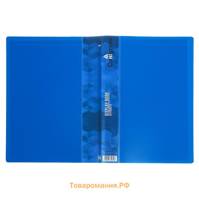 Папка с 20 вкладышами А5, 500 мкм, Calligrata, 9 мм, карман на корешке, синяя