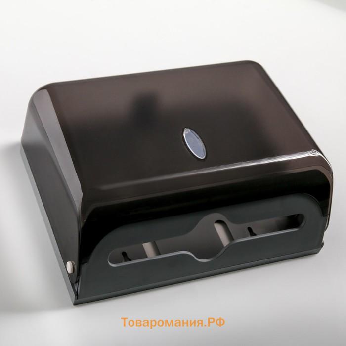 Диспенсер для бумажных полотенец в листах, пластиковый (макс. 200 шт.), 27×11×20.5 см, чёрный