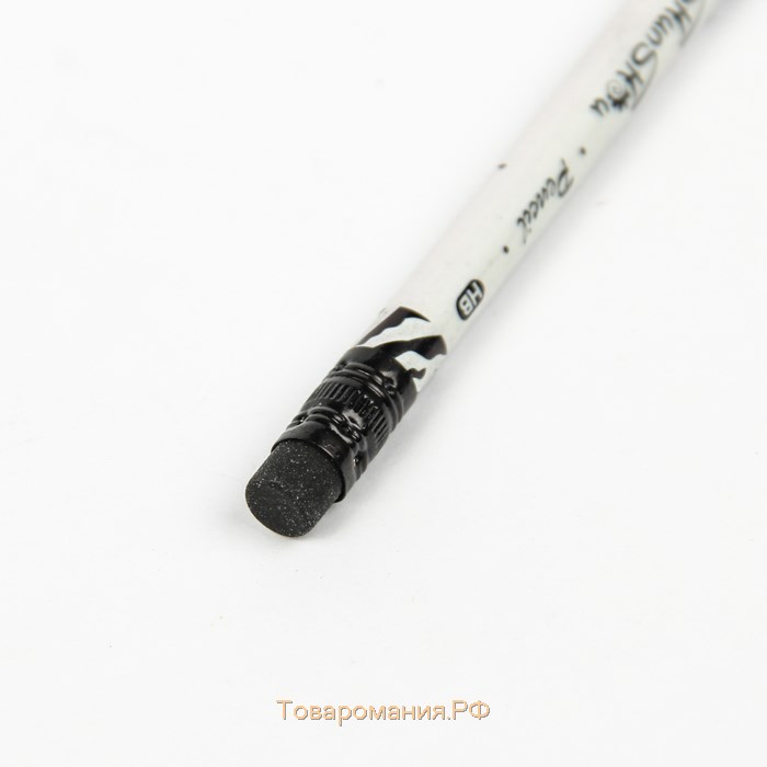 Карандаш чернографитный "Зебра" твёрдость НВ с ластиком, корпус круглый, заточенный