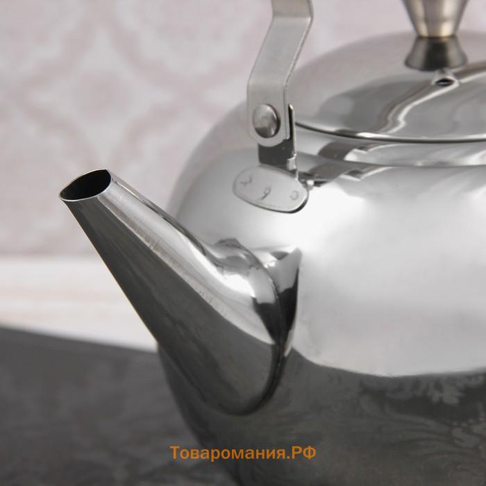 Чайник заварочный «Жуан», 1.15 л, металлическое сито, нержавеющая сталь, хромированный
