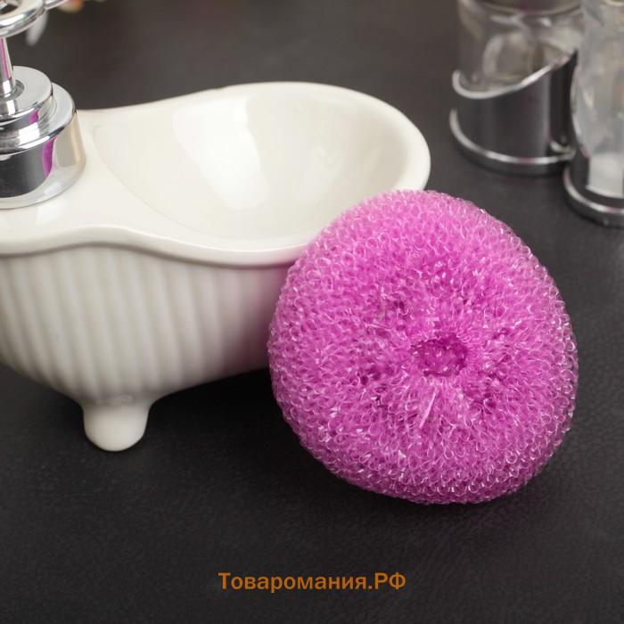 Губки для посуды  «Бублик», 6 шт., пластик, 7×7×2.5 см, МИКС