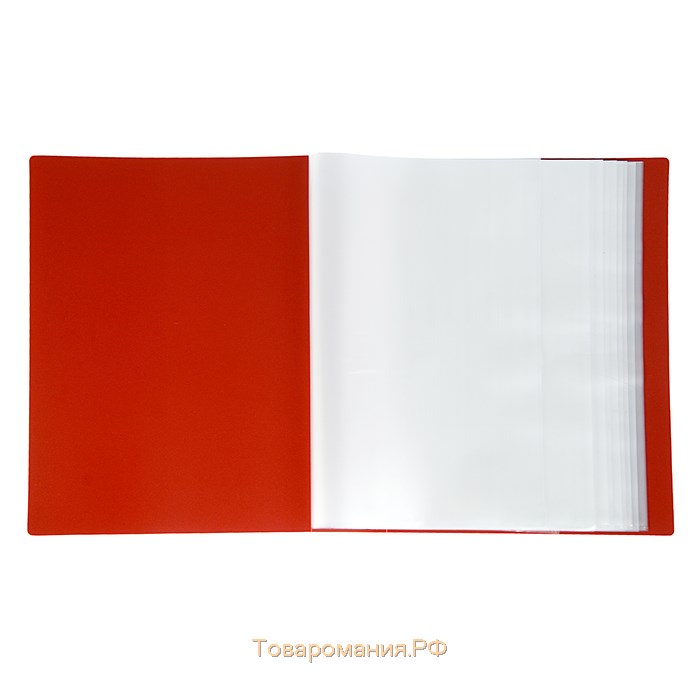 Папка с 100 вкладышами А4, 700 мкм, Calligrata, текстура "песок", красная