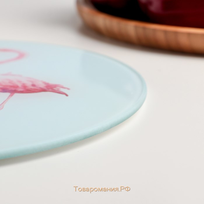 Доска разделочная стеклянная «Влюблённые фламинго», d=20 см
