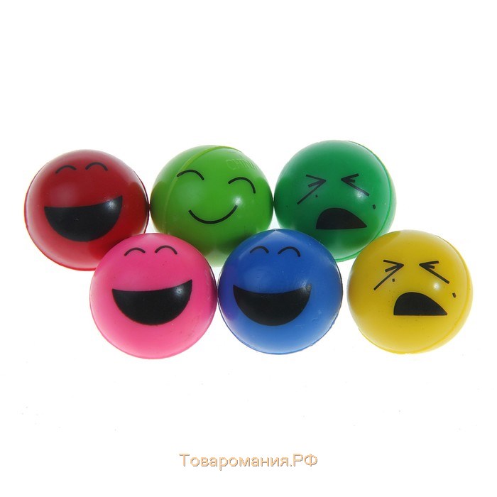 Мяч каучуковый «Рожицы», 2,7 см, цвета МИКС