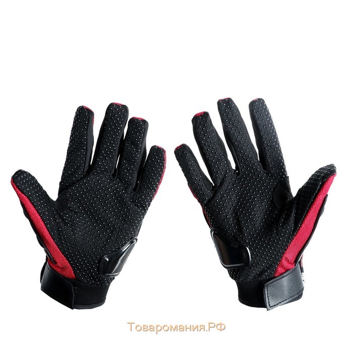 Перчатки мотоциклетные с защитными вставками, пара, размер XL, красный