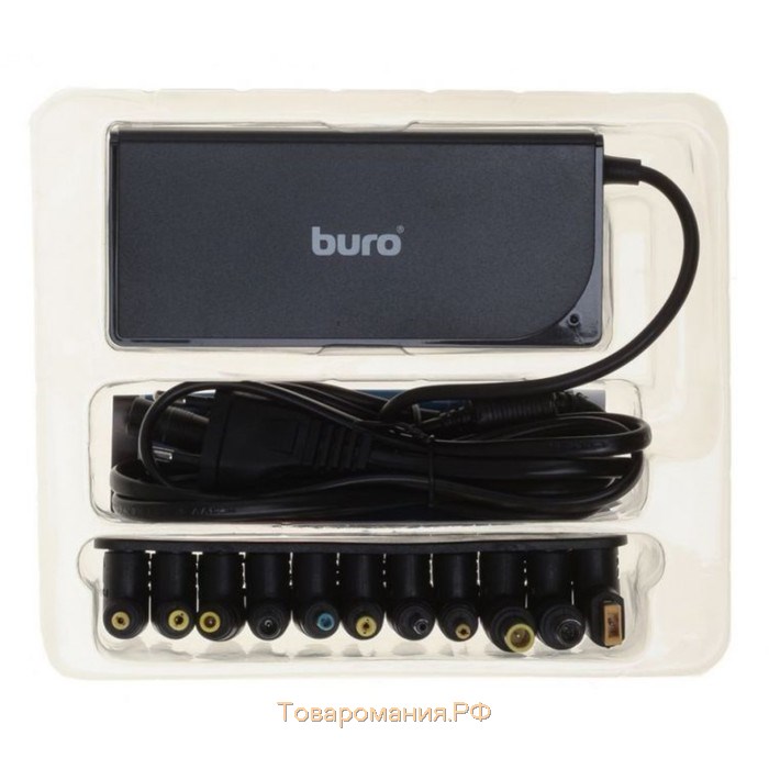 Адаптер питания Buro BUM-0221B90, автоматич., 90Вт, 12В-20В 11-переходник., 4.5A 1xUSB, 2.4A