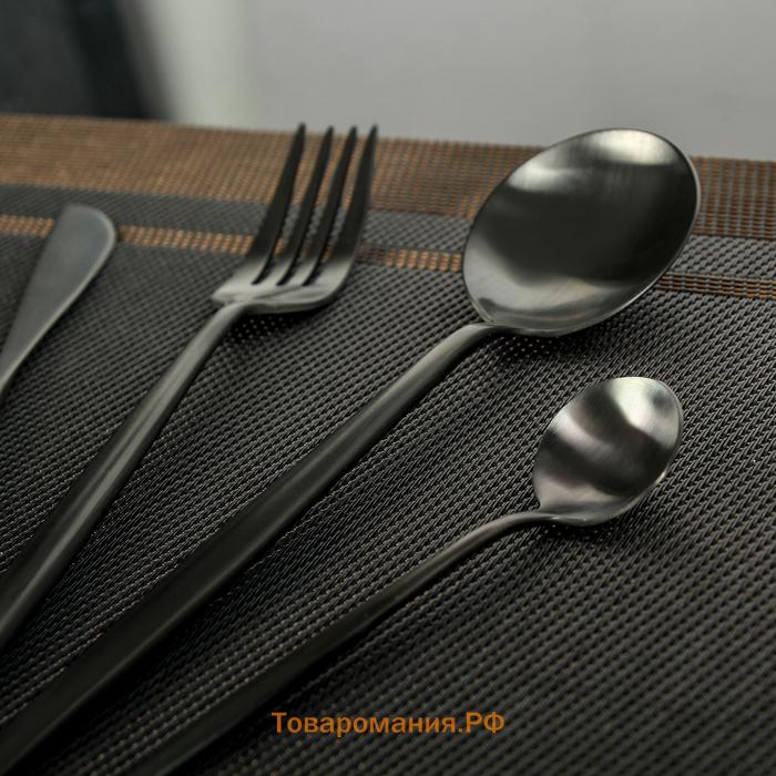 Столовые приборы Magistro «Фолк», 4 предмета, нержавеющая сталь, чёрные