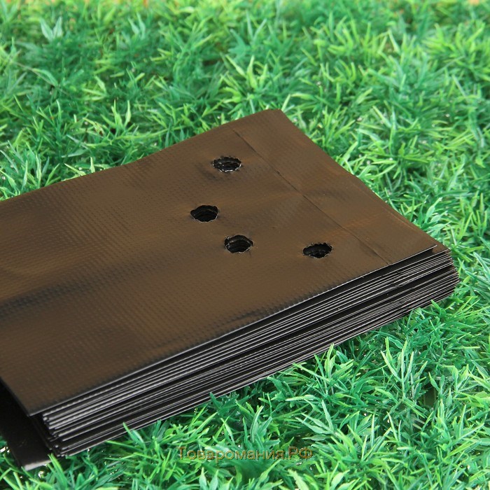 Пакет для рассады, 2 л, 10 × 25 см, полиэтилен толщиной 60 мкм, с перфорацией, чёрный, Greengo