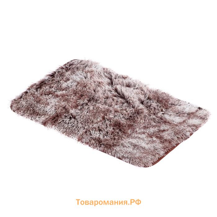 Коврики для ванной и туалета  «Пушистик», 2 шт., 38×40, 40×60 см, коричневые