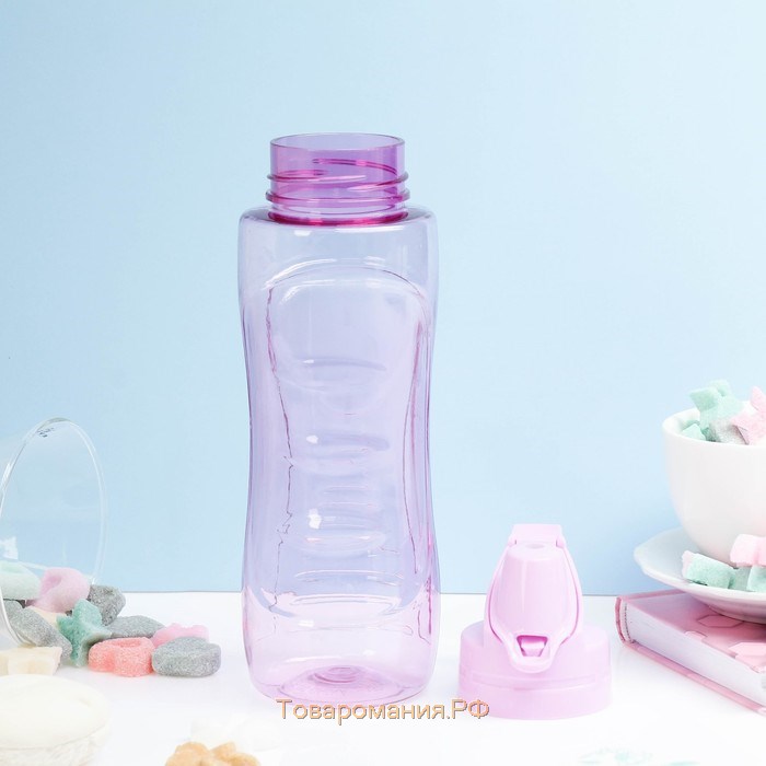 Бутылка для воды спортивная прозрачная 600 мл, "Баунаталь", 23 х 8 см, микс