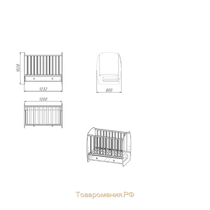 Кроватка детская Polini kids French 710, Teddy, с ящиком, цвет белый