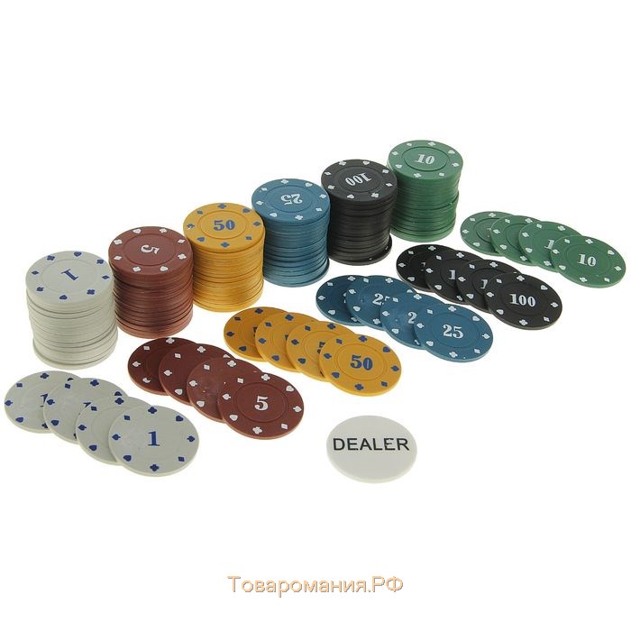 Покер, набор для игры (карты 2 колоды, фишки 120 шт.), с номиналом