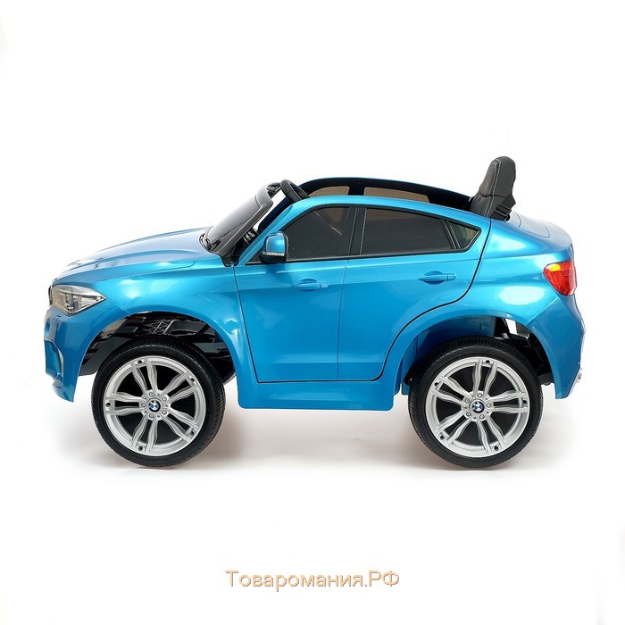 Электромобиль BMW X6M, цвет глянец синий, EVA колеса, кожаное сидение