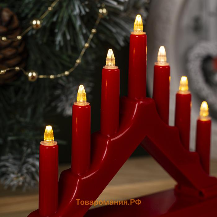 Светодиодная фигура «Красная рождественская горка», пластик, батарейки ААх2 (не в комплекте), свечение тёплое белое