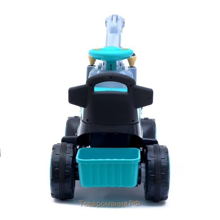 Детский электромобиль «Экскаватор», привод ковша ручной, световые и звуковые эффекты, цвет голубой