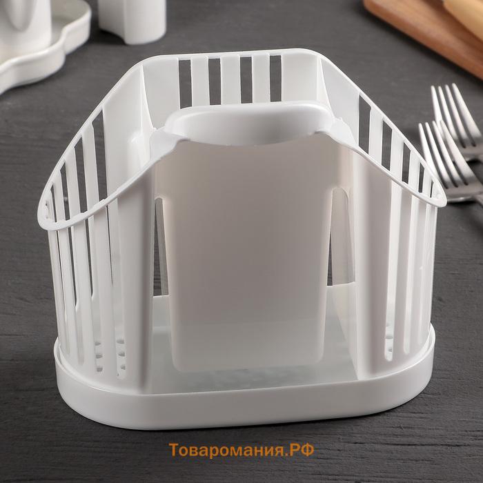 Подставка для столовых приборов IDEA, 3-х секционная, пластик, белый