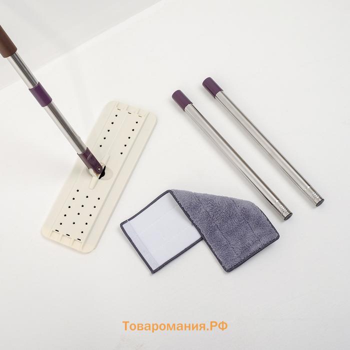 Швабра с отжимом и ведро: ведро с отсеками для полоскания и отжима 10 л, швабра плоская, запасная насадка из микрофибры