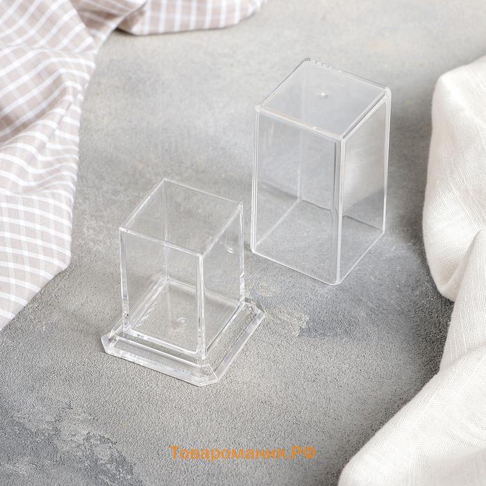 Подставка под зубочистки , 5×5×7.5 см, прямоугольная, прозрачная
