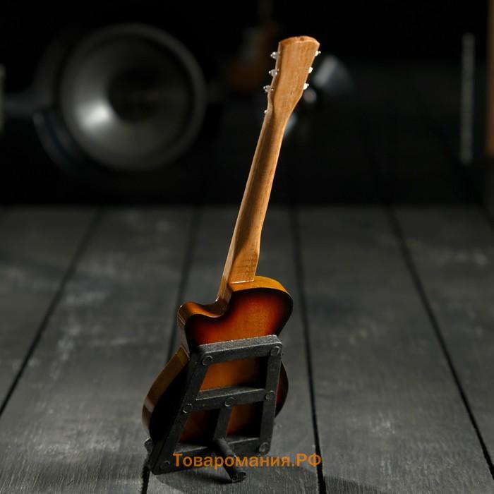 Гитара сувенирная Gibson Es, на подставке, 24×8×2 см, чёрно-жёлтая