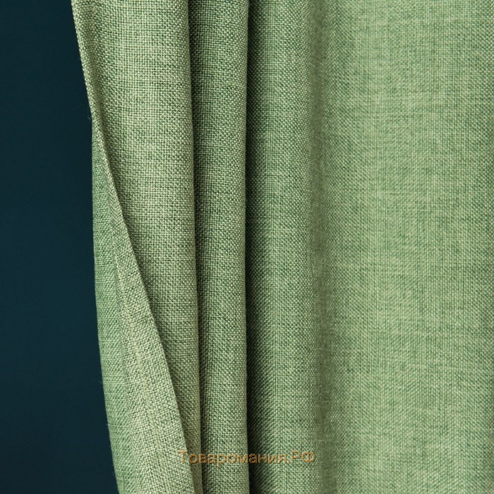 Комплект штор «Джерри», размер 140 х 270 см - 2 шт, подхват - 2 шт, цвет зелёный