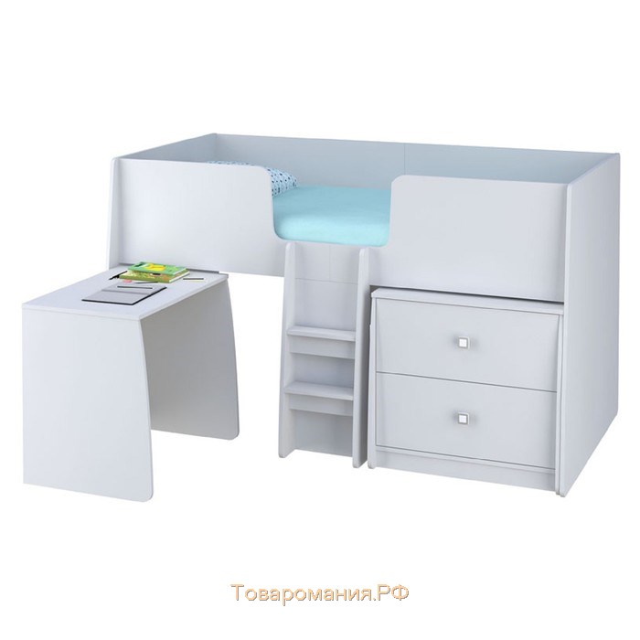 Комод с 2 ящиками для кровати-чердака Polini kids Simple 4100 с выдвижными элементами, белый   47383