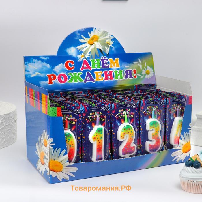 Шоу-бокс со свечами для торта цифры "Цветное пламя", 10,2 см, 50 штук