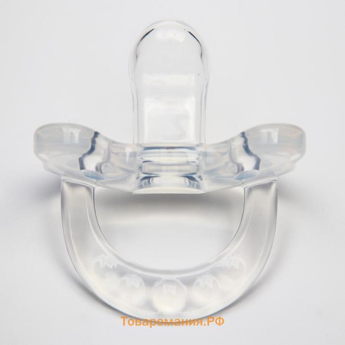 Соска - пустышка цельносиликоновая ортодонтическая «Мишка», от 0 мес., цвет прозрачный