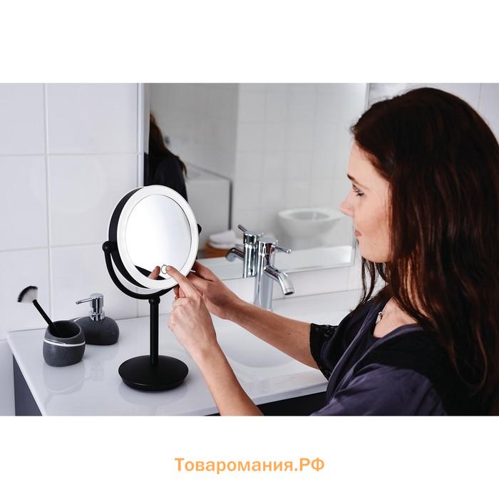 Зеркало косметическое настольное Moana RIDDER, LED, сенсор, цвет чёрный, 1х/5х-увеличение