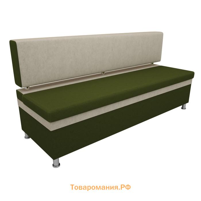 Кухонный прямой диван «Стайл», микровельвет, цвет зелёный / бежевый