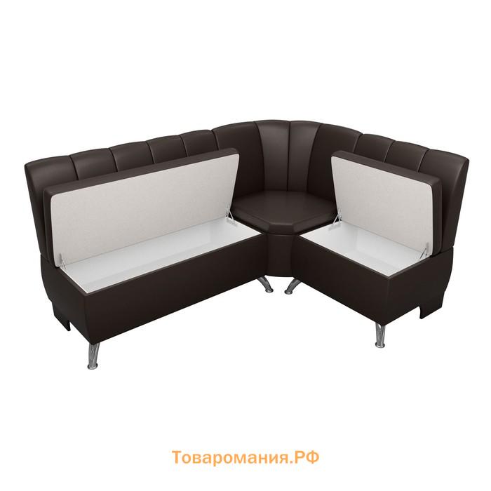 Кухонный угловой диван «Кантри», экокожа, цвет коричневый