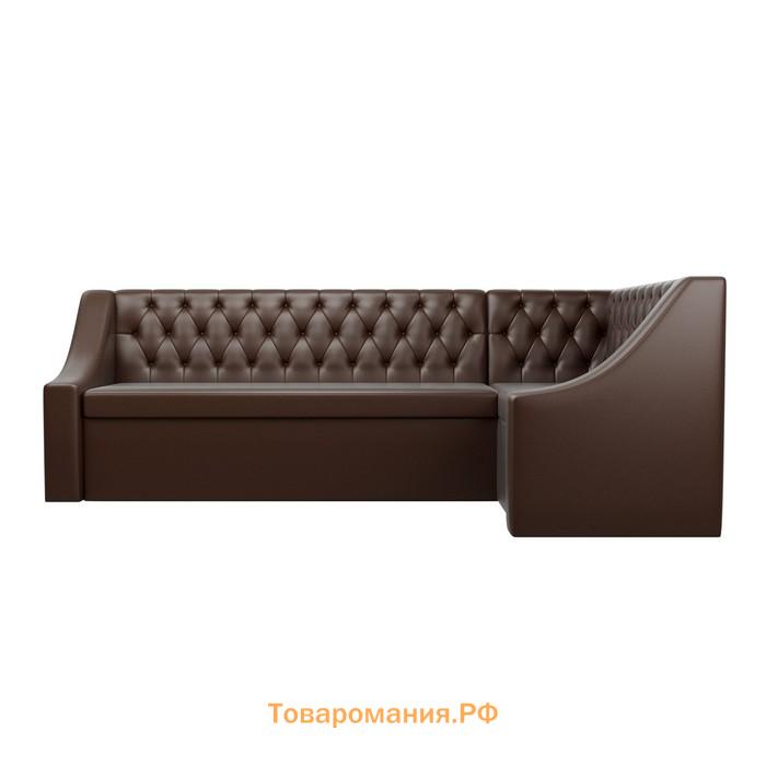 Кухонный угловой диван «Мерлин», механизм дельфин, экокожа, цвет коричневый