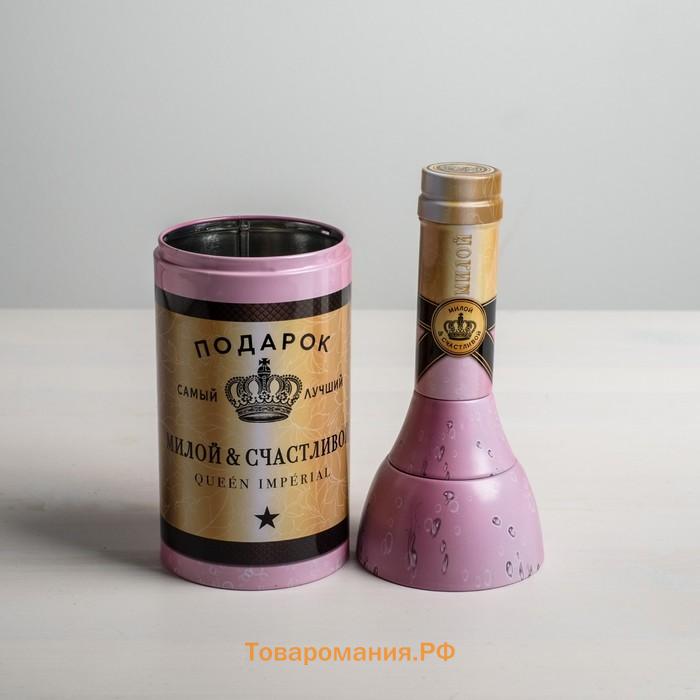 Коробка жестяная в форме бутылки «Подарок», 29,7 см × 8 см × 8 см