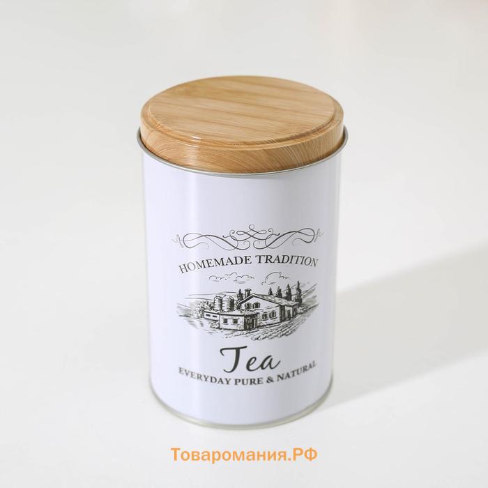 Банка для чая «Дом и поле», 12×7.5×7.5 см, белая