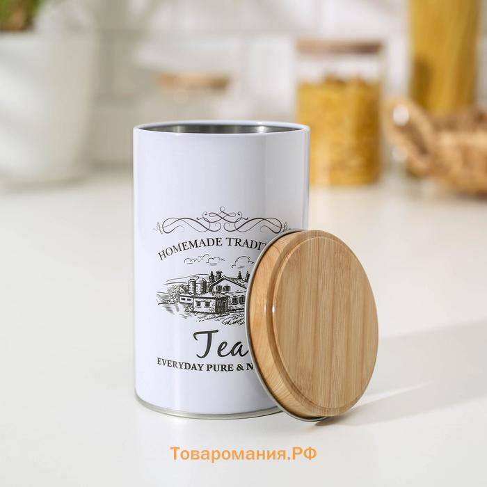 Банка для чая «Дом и поле», 12×7.5×7.5 см, белая