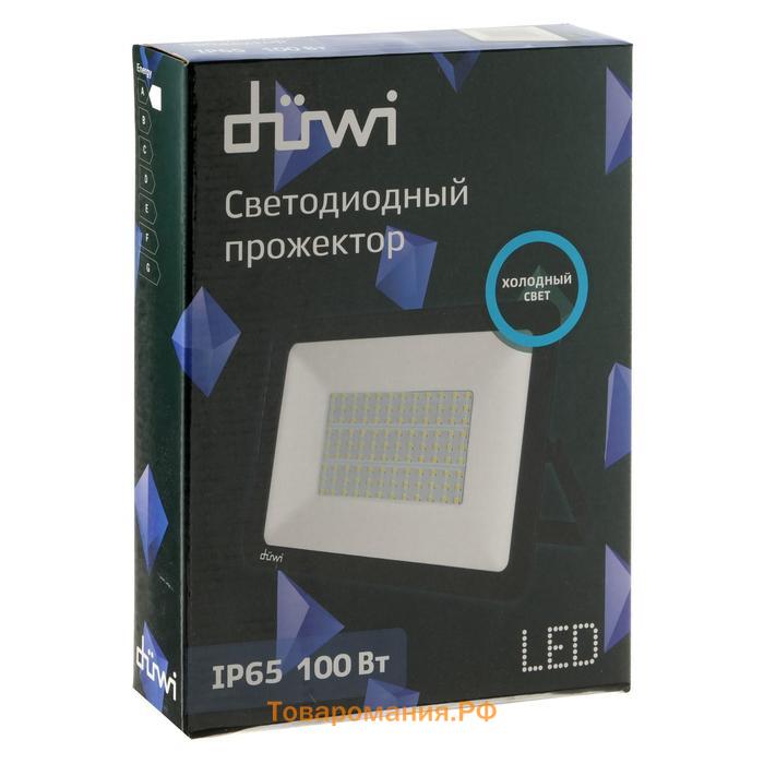 Прожектор светодиодный düwi colorbox, 100 Вт, 6500 К, 8000 Лм, IP65, цветная коробка