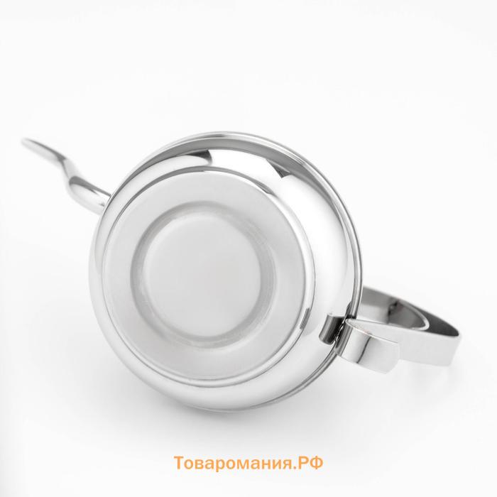 Чайник заварочный «Леранс», 1.2 л, металлическое сито, нержавеющая сталь, хромированный