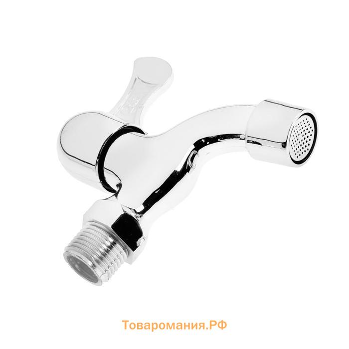 Кран водоразборный ZEIN Z17, 1/2", с плоской ручкой, PP, кран-букса, хром