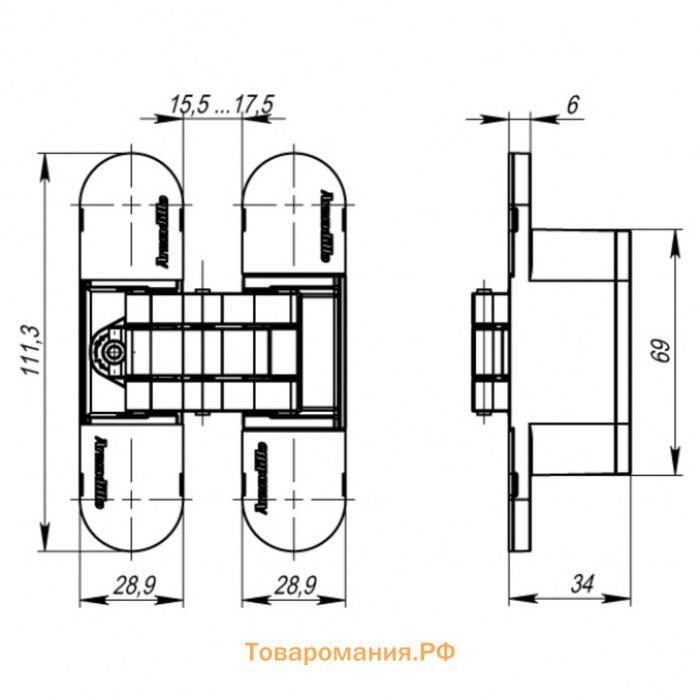 Петля скрытой установки с 3D-регулировкой 11160UN3D SN, цвет матовый никель