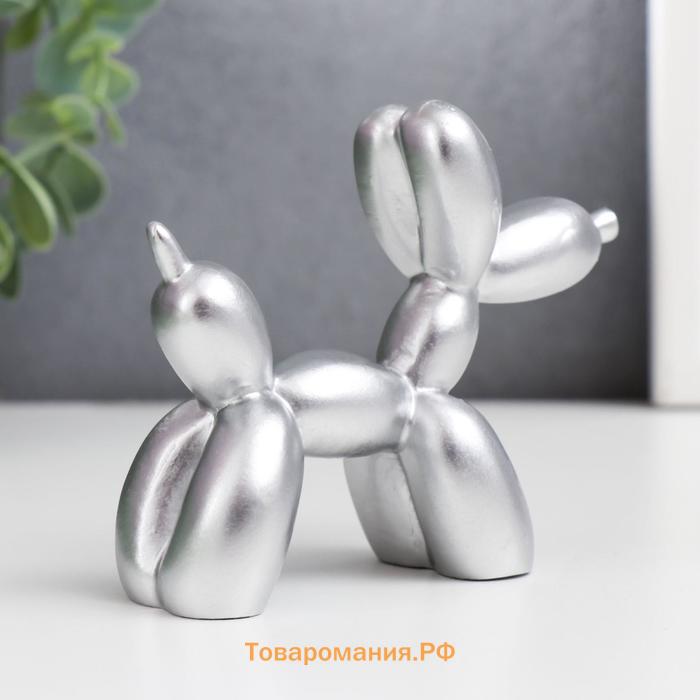 Сувенир полистоун "Воздушный шарик - собачка" серебро 8х10х4 см