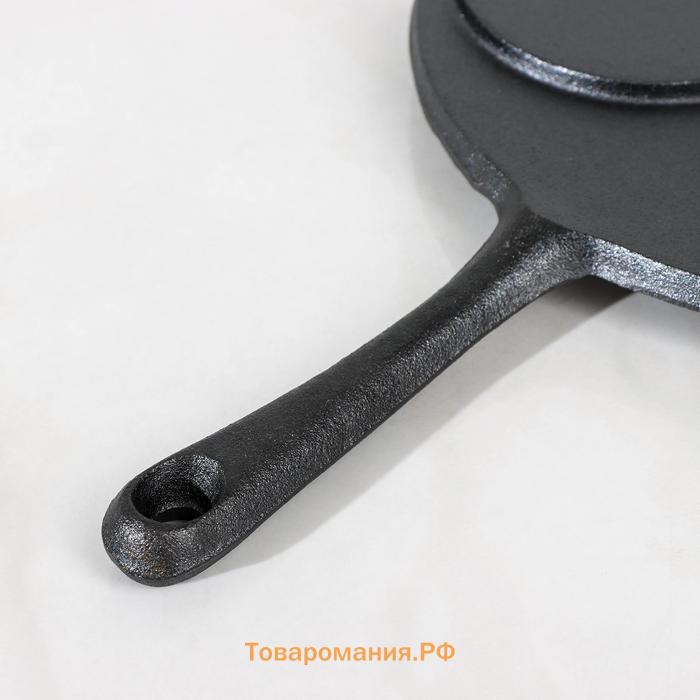 Сковорода-оладница, d=19.5 см, чугун, индукция, чёрная