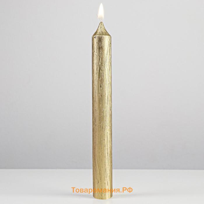 Свеча античная "Винтаж", 17х1,8  см, лакированная золотой металлик