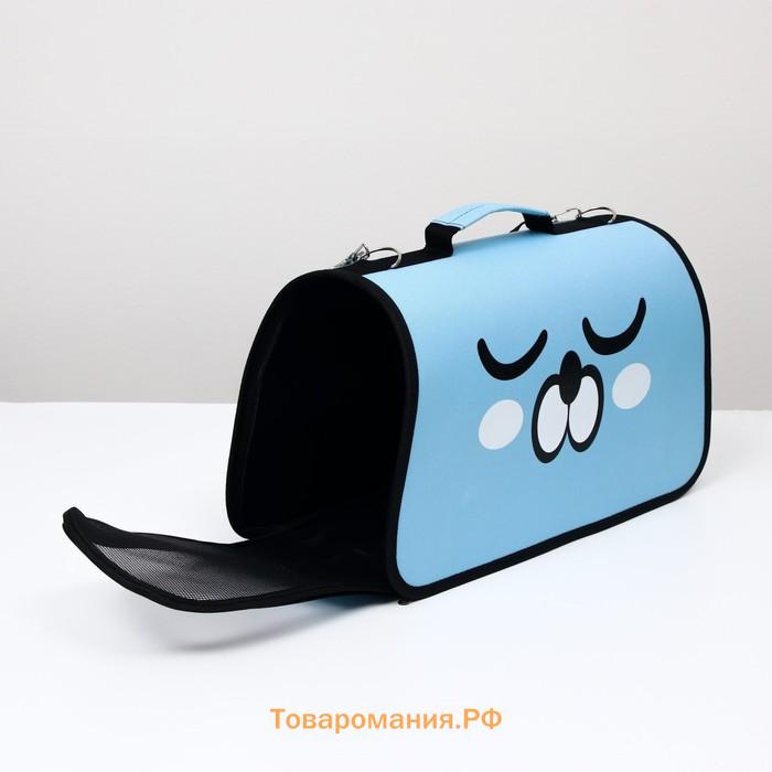 Сумка-переноска каркасная "Сонный пёсик", размер M,  45 х 21 х 27 см, голубая