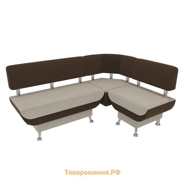 Кухонный угловой диван «Альфа», микровельвет, цвет бежевый / коричневый
