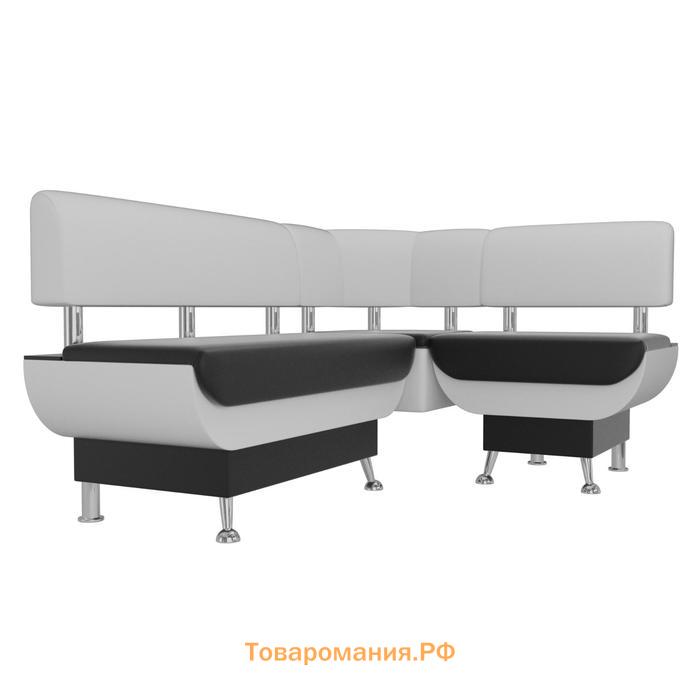 Кухонный угловой диван «Альфа», экокожа, цвет чёрный / белый